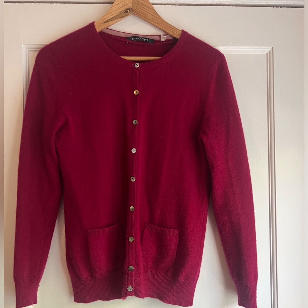 Raspberry Color Cashmere Cardigan